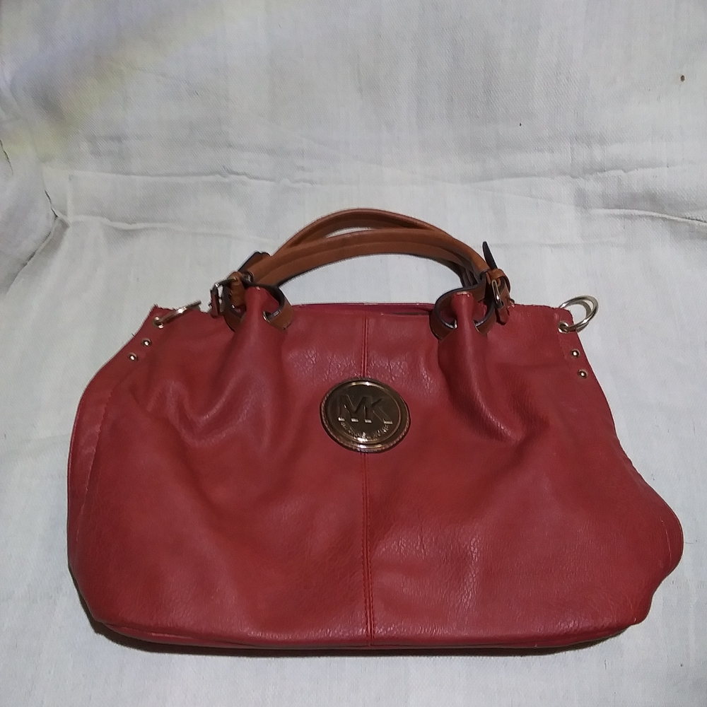 Michael Kors Red Leather Tote Bag